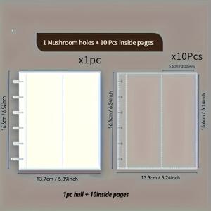 TEMU 심플한 투명 수직 빌 보관 북, 버튼형 버섯 루즈리프 사진 앨범, 네 패널 라이프 스타 추적 카드 앨범