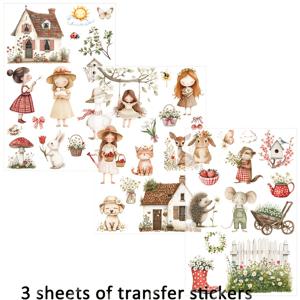 TEMU 3장 봄 여름 농가 풍경 스타일 동물 플로럴 UV DTF 지울 수 있는 전사 스티커, 머그, 커피 컵, 유리 용기, 꽃병, 노트북, 휴대폰 케이스, 인사 카드, 일러스트레이션, 쓰레기 다이어리, 스크랩북, 걸이 스티커에 적합