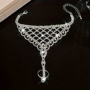 TEMU 눈길을 사로잡는 골든 라인스톤 팔찌 반지, 정교한 라인스톤 주얼리, 결혼 기념일을 위한 패션 애호가를 위한 선물