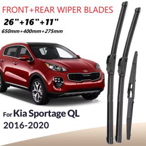 TEMU Kia Sportage QL 2016-2020용 전면 및 후면 와이퍼 3개 세트, 프레임리스 와이퍼 어셈블리