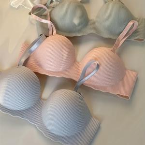 TEMU 2개 세트, 다양한 색상의 트렌디 란제리, 작은 가슴 보정, 심리스 바디수트, 와이어 프리 팔름 컵 브라, 무선 브라, 심리스 란제리, 원피스 브라, 패셔너블 속옷, 부드러운 소재, 편안한 브라, 젖꼭지 커버