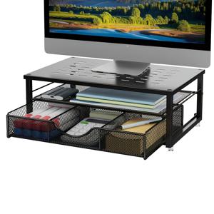TEMU 컴퓨터 모니터 스탠드 서랍 포함, 가정 및 사무실용 데스크탑 정리함, 책상 수납 박스, 홈 스토리지용 데스크 & 서랍 정리대