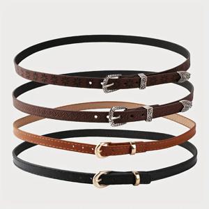TEMU 4개/세트 남녀 공용 인조 가죽 모자 벨트, 패셔너블하고 간편한 메탈 버클 소형 벨트, 다양한 모자 장식에 적합