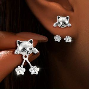TEMU 여성용 고양이 아기 발톱 귀걸이 1쌍, 패셔너블하고 창의적인 디자인, 귀여운 반려동물, 섬세하고 달콤한 스타일,