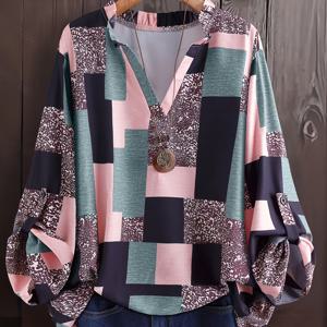 TEMU 플러스 사이즈 - 플러스 사이즈 - 플러스 사이즈 프린트 셔츠, 조절 가능한 커프스, 여성용 우아한 긴소매 탑, 신상 봄/여름 컬렉션, 여성 플러스 사이즈 셔츠