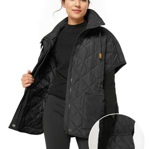 TEMU 여성용 높은 품질 캐주얼 퀼팅 조끼, 높은 칼라 및 지퍼 클로저 특징 - 넉넉한 재킷, 분리된 밑단 및 조절 가능한 허리, 세탁기 사용 가능, 봄, 가을 레이어링에 적합