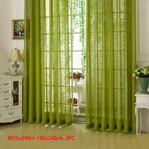 TEMU 두 개의 두꺼운 크로스 텍스처 그린 시어 커튼, 모던 거실 및 침실에 적합.