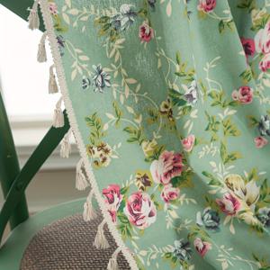 TEMU 1pc 그린 로즈 프린트 커튼, 농촌 스타일 기계 세탁 가능한 막대 커튼, 침실, 거실, 식당, 발코니, 연구실, 베이 창, 휴가, 데이트, 기념일 장식용 짧은 커튼에 적합합니다.