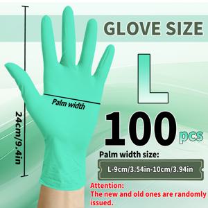 TEMU 100/50개, 9인치 잔디 그린 니트릴 장갑, 방수 및 미끄럼 방지, 가정 청소, 휴일 선물, 주방 설거지, 욕실 청소, 애완동물 청소, 일회용 장갑, 네일 아트, 미용, 라텍스 프리, 먼지 프리