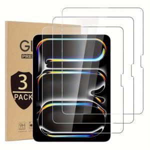 TEMU 아이패드 프로 에어 13 11 2024 M4 M2 Pro 11 13 2024 에어 5 4 Pro 12.9 11용 강화 유리 액정 보호 필름 3매