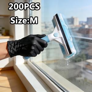 TEMU 200/100개 블랙 일회용 나이트릴 장갑, 우수한 신축성, 내구성, 문신, 메이크업, 미용, 펫 케어, 가정 청소, 일상용, S, M, L, XL 사이즈 선택 가능