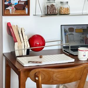 TEMU 미드센추리 모던 책장 겸 잡지 거치대 - 스테인리스 스탠드형 데스크탑 선반, 조립 불필요, 사무실, 서재, 좁은 공간에 적합한 공간 절약형 디자인 - 장식용 책장