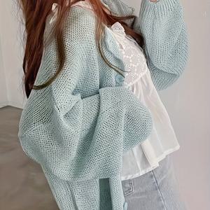 TEMU 루즈 여성 탑, 얇은, 청키 가디건, 긴소매 재킷, 에어컨 덮개