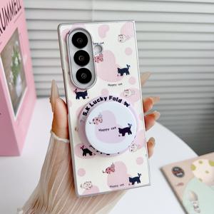 TEMU 휴대폰 케이스 - 잉크 스플래시 소형 동물 디자인, 삼성 Zfold7 폴더형 스크린 휴대폰 케이스 Zfold6 마그네틱 스탠드 케이스 Zfold5 니치 Zfold4