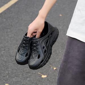 TEMU 2026 신발 남성용 두꺼운 밑창 구멍 신발 통기성 EVA 미끄럼 방지 워딩 속건 높이 증가 신발 욕실 미끄럼 방지 슬리퍼