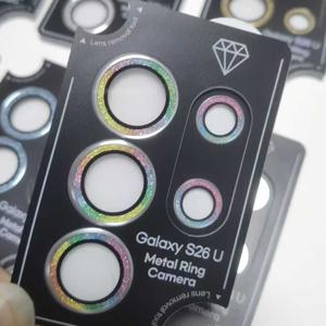 TEMU 갤럭시 S26 울트라/S26 플러스/S26용 글리터 메탈 카메라 렌즈 보호기 1세트. 강화 금속 링, 탈착식 보호 렌즈, 눈부심 방지 커버, 트렌디한 디자인, 견고한 보호 케이스가 특징입니다.
