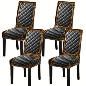 TEMU [] 신축성 있는 다이닝 의자 커버, 고급스러운 블랙 퀼팅 패턴, 홈 데코용, 2D 평면