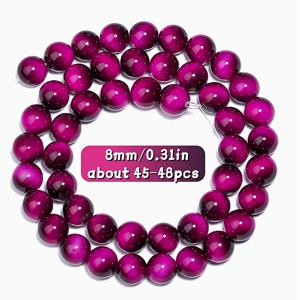 TEMU 8mm 보라색-빨간색 호랑이 눈 유리 구슬 - 부드러운 원형 반제품 비즈, 주얼리 제작용, 팔찌, 목걸이 및 귀걸이 제작에 적합