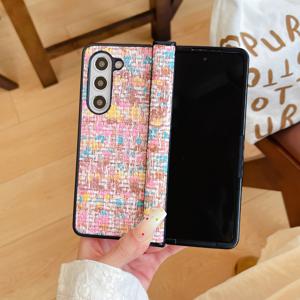 TEMU 휴대폰 케이스 - 삼각 접이식 컬러풀 우븐 패턴 케이스, 삼성 Z 폴드 3/4/5/6/7 풀 커버 보호 디자인