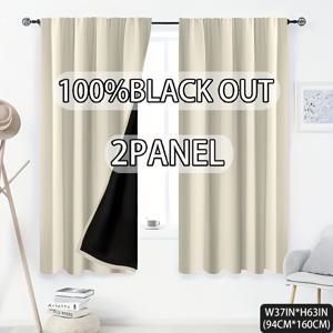 TEMU 암막 커튼 패널 2개, 100% 암막 프라이버시, 단열 및 방음, 라미네이트 마을 프린트, 손세탁 전용, 침실 및 거실용, 로드 포켓 포함, 심플하고 우아한 디자인