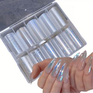 TEMU 오로라 유약 몽환적인 공예용 전사지 12롤/박스, 초고광택 레이저 컬러풀한 몽환적인 별이 빛나는 하늘 네일아트 전사지 12가지 스타일, 갤럭시 편광 별이 빛나는 강 폭발 글리터 전사지, 공예용 전사지, 네일아트 DIY용, 친구를 위한 완벽한 선물