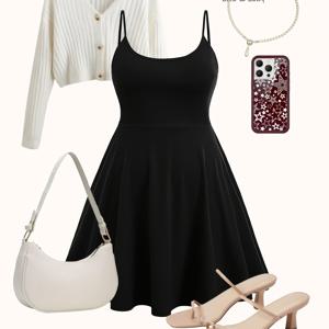 TEMU 플러스 사이즈 - 플러스 사이즈 - 플러스 사이즈 솔리드 캐미솔 드레스