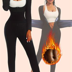 TEMU 여성용 복부 조임 피트니스 긴팔 바디수트, 여성용 허리 조임 수�분을 유도하는 바디수트, 여성용 사우나 긴팔 복부 조임 바디수트, 여성용 러닝 및 피트니스 긴바지 바디수트, 몸매 라인 교정 및 복부 조임을 위한 발한을 유도하는 보정속옷, 유럽 및 미국 스타일 스포츠 바디수트, 여성용 발한을 유도하는 복부 조임 피트니스 수트