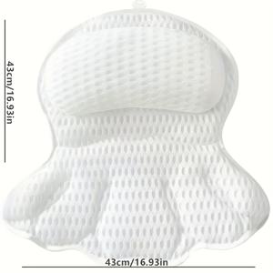 TEMU 1개 욕조 목 및 등 지지대, 욕조 베개, 4D 메시 원단 및 6개 미끄럼 방지 흡착 컵, 스파 선물, 욕실 액세서리