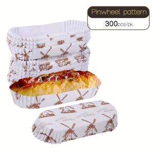 TEMU 300개 종이 핫도그 트레이, 홈이 있는 소형 일회용 핫도그 보트, 푸드 스태일 및 푸드 트럭에 적합