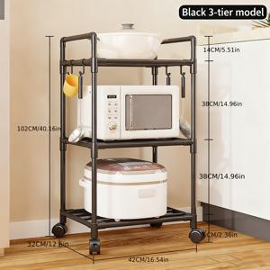 TEMU 4륜이 장착된 3단 높이 조절 롤링 메탈 수납 카트 - 튼튼한 플라스틱 및 메탈 프레임으로 제작되어 욕실, 주방, 세탁실, 침실에 적합하며 스탠딩 선반으로 사용할 수 있습니다.