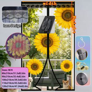 TEMU 자동 마감 자석式 모기장문 1개, 강력한 자석으로 단단한 밀폐를 보장하여 통풍에 영향을 주지 않고 모기 및 곤충으로부터 보호합니다. 아름답고 독특한 프린트와 정교한 레ース 트림 디자인. 수납용 고리로 정리가 용이하며 반려동물이 쉽게 통과할 수 있고, 모든 유형의 현관문 및 안뜰문에 적합합니다