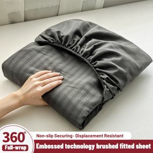 TEMU 피부 친화적인 브러시 엠보싱 매트리스 커버, 11.8인치 깊은 포켓 디자인, 매트리스 커버 (베개 커버 및 솜 미포함), 부드럽고 편안하며 통기성 좋은 침구, 침실, 게스트룸, 기숙사, 호텔에 적합