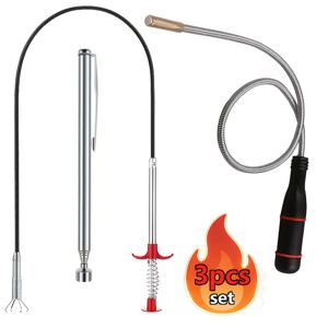 TEMU 스테인리스 스틸 텔레스코픽 픽업 도구 - 수동 철제 흡착 로드, 스크류를 집어넣지 않고 엎드려서 집어넣지 마세요, 어려운 곳에 이상적, 배터리 불필요, 자동차 및 건설 수리에 적합