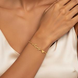 TEMU 1개 맞춤 여성 개인 맞춤 이름 하트 팔찌, 맞춤 금도금 스테인리스 스틸 섬세한 글꼴 팔찌, 특별한 신부 들러리 선물, 발렌타인데이 선물, 엄마 생일 선물