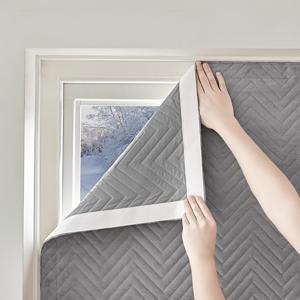 TEMU 2025년형 벨벳 방풍 두꺼운 단열 창문 방풍 냉방 방음 매직 스틱 접착 마감 커튼 1개