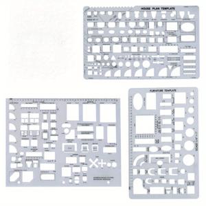 TEMU 건축용 하우스 플랜, 인테리어 디자인 및 가구 템플릿, 드래프팅 도구 및 눈금자 모양 3개 세트