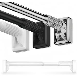 TEMU 드릴 불필요 텔레스코픽 로드, 중력 텐션 로드, 길이 조절 가능 강력한 하중, 발코니 건조대 로드, 샤워 커튼 로드, 도어 커튼 로드, 창문 커튼 로드, 옷장 로드, 옷장 칸막이 로드, 주방 캐비닛 로드, 세탁 건조대 로드