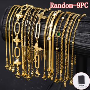 TEMU 랜덤 9개 우아하고 스타일리시한 스테인리스 스틸 팔찌, 주얼리 클리닝 천 포함, 여성용 팔찌, , 모임, 파티, 휴가에 적합, 고품질 팔찌, 내구성 좋은 여성용 주얼리, 선물