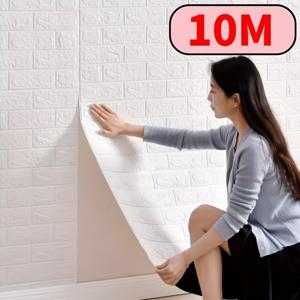 TEMU 50Cm X 10/20M 즉석 부착 3D 벽돌 질감 폼 벽 스티커 - 간편한 청소, 주방, 거실, 욕실, 복도 자가 접착 - 내구성 좋은 유럽풍 홈 데코 폼 벽지 - 텍스처 즉석 부착 벽지