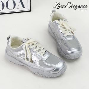 TEMU 젠엘레강스 여성용 로우탑 스니커즈 - 그레이 라운드 토 캐주얼 쿠션 인솔 & 밑창, 레이스업 - 착용, 헬스장, 사무실, 일상용 - 어퍼 (중성색), 여성 신발