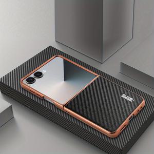 TEMU 멀티 컬러 카본 파이버 패턴 휴대폰 케이스, 삼성 아이폰 갤럭시 Z 플립 7 6 5 호환