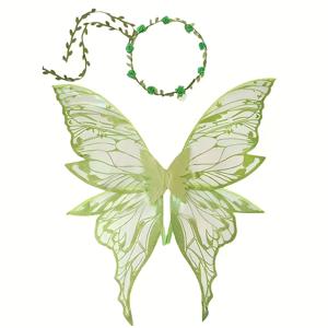 TEMU 성인용 요정 코스튬 세트, 역할극 나비 파티, 오간자 엘프 등장식, 휴일 파티 코스프레 의상, 금박 나비