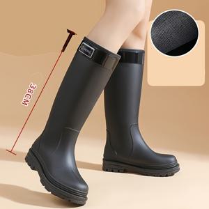 TEMU 패셔너블한 여성용 하이탑 레인 부츠 | 질감 있는 내마모성 밑창 | 야외 캠핑, 낚시, 세차에 필수 | 비오는 날을 위한 여성용 워터슈즈, 편안하고 내구성이 뛰어나며 통기성이 뛰어난 두꺼운 신발