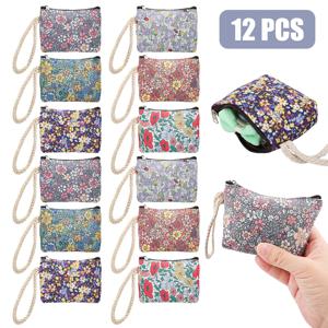 TEMU 여성용 소형 동전 지갑 세트 12개, 손목 스트랩 및 지퍼 파우치 포함 - 꽃무늬, 현금, 립스틱 홀더, 동전 보관, 지갑 선물용으로 적합, 일상용 (손세탁 가능, 이우산업제품)