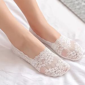 TEMU 레이스 엣지 여성용 보이지 않는 보트 양말 5켤레, 귀여운 양말, 부드럽고 피부에 자극 없는, 통기성 및 흡습성, 미끄럼 방지, 여름용, 다양한 신발과 매치 가능, 휴일 선물용