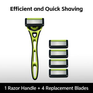 TEMU 10중날 수동 면도기, 습식 및 건식 사용, 세척 용이, 핸들 1개 및 교체용 헤드 4개 포함, 스타일, 세척 가능, 데일리 그루밍 및 휴일 선물로 적합