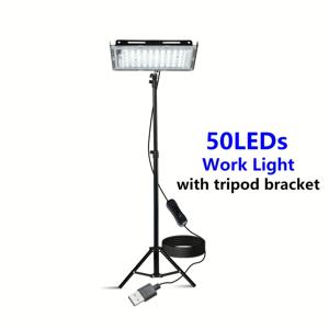 TEMU 144/96/50 LED 작업등, 주광색 6000K, 텔레스코핑 삼각대 포함, USB 플러그 스위치 및 200cm 전원 코드, 휴대용 작업장 조명, 실내 작업장 공구 가게 건설 현장 조명용 삼각대 작업등