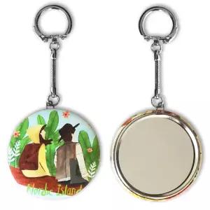 buttonmall 뱀줄열쇠고리 거울 버튼재료 58mm 100set