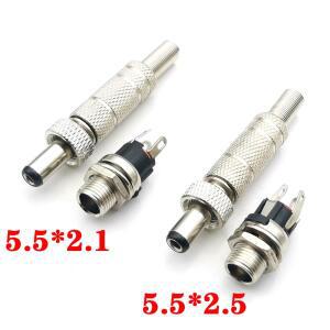 5pcs 5.5x2.5mm DC 12V 전원 잭 남성 플러그 소켓 금속 커넥터 어댑터 스레드