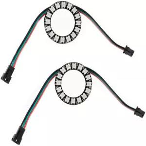 Sparkleiot 16비트 RGB LED 링 3P 커넥터 와이어 DC5V WS2812B 5050픽셀 풀 컬러 아두이노 라즈베리 파이